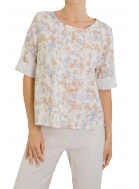 Blusa fantasia floreale girocollo 